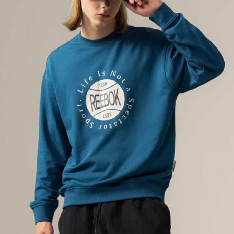 Reebok Soft And Comfortable Crew Neck Pullover Letter Long Sleeve Sweatshirt Unisex sweatshirt Navy-Blue 24FRM313UGBA