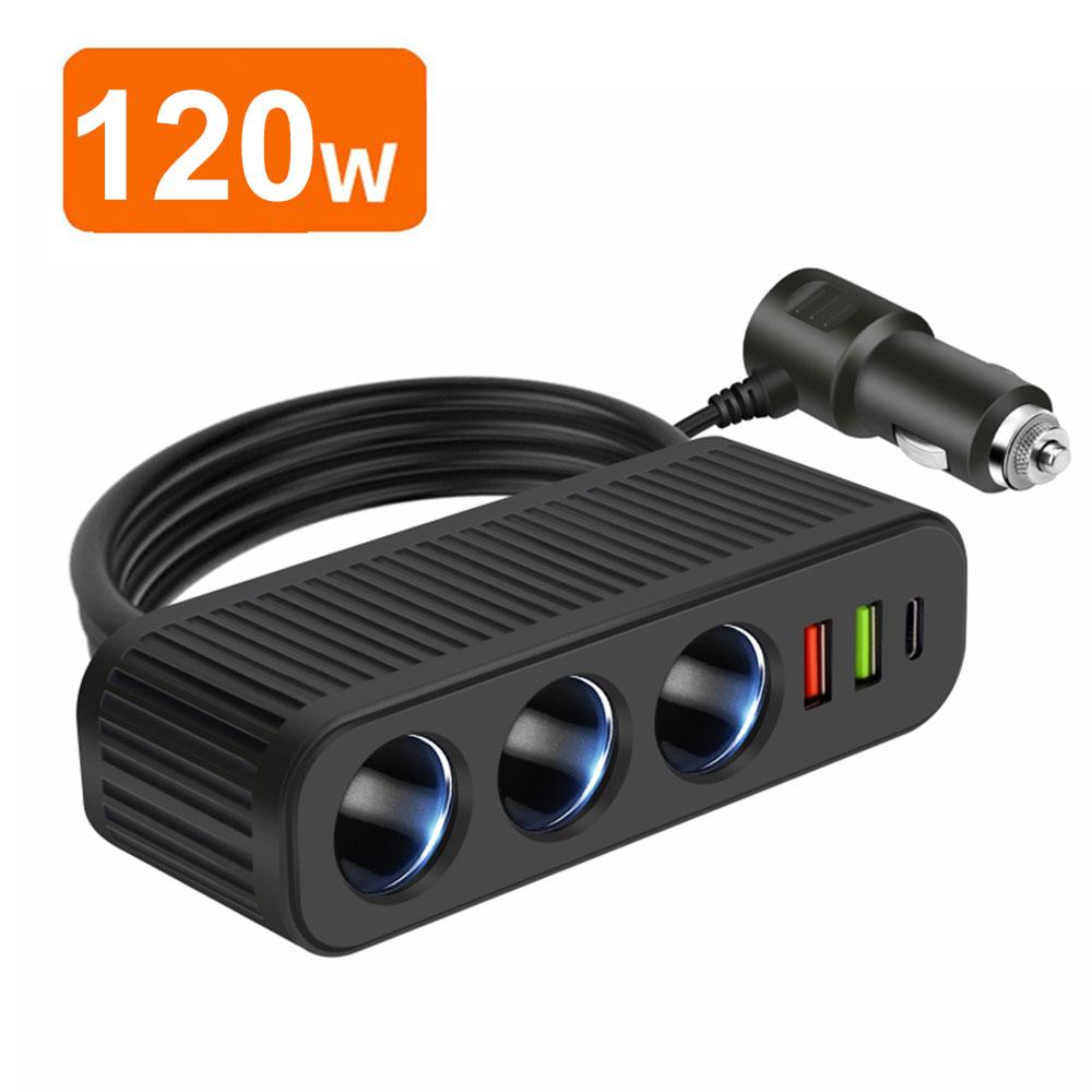 228W 9 In 1 Car Charger Adapter PD QC3.0 Charge Independent Switches DC Cigarette Outlet PD 3 Socket Cigarette Lighter Splitter