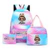 3ks/sada Potištěný batoh s taškou na oběd a penálem Studentský Dospívající Chlapec Dívka Batoh Dámská Sada Batohů Cestovní Taška