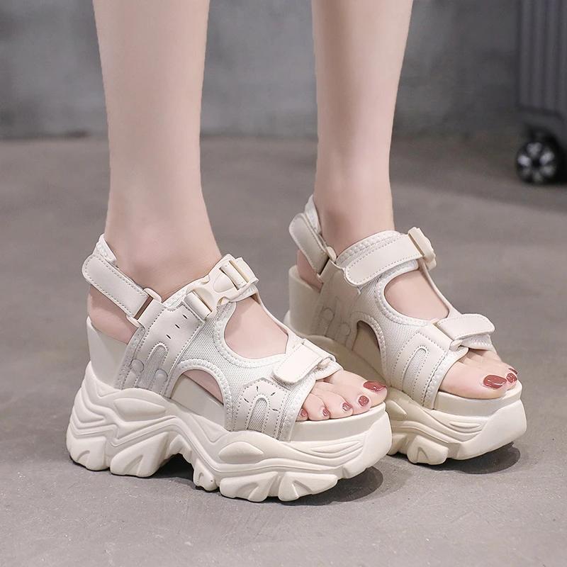 Fashion 10.5CM Chunky Platform Sandals Women 2025 High Heels Sexy Open-toed Sandals Wedge Increased Shoes Ladies Beach Summer Sandalia