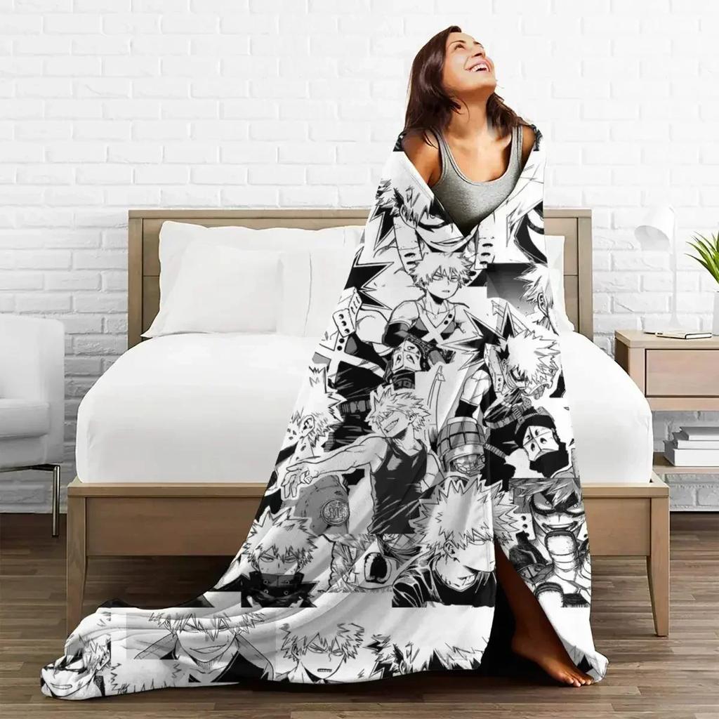 Katsuki Bakugo Fuzzy Blanket My Hero Academia Boku No Hero Academia Throw Blankets for Home Quilt Bedspread