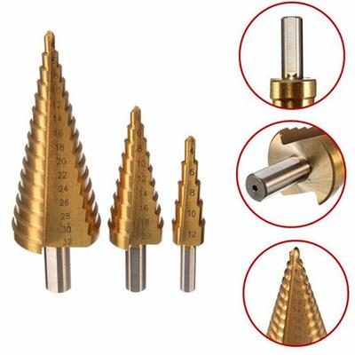3 Adet Set HSS Adımlı Matkap Ucu Delik Kesici 4 12 20 32mm Ahşap Çelik İçin