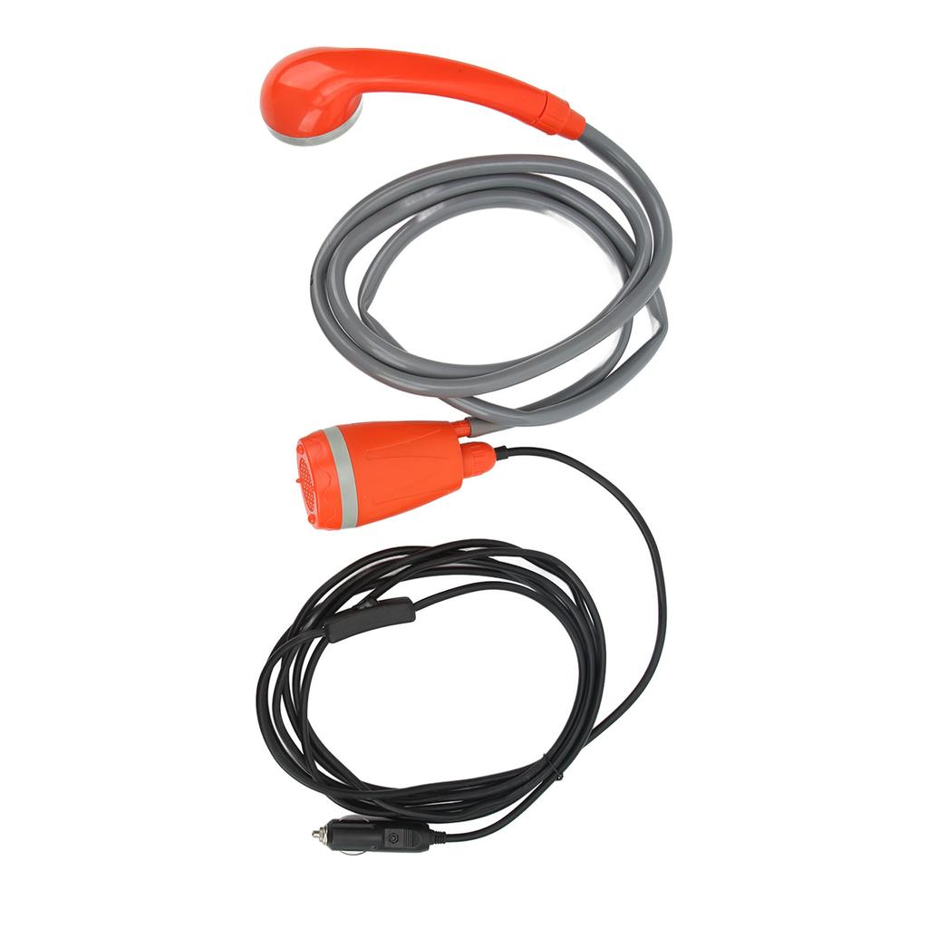 Outdoor Pump Shower Head Portable Handheld 3.5L min Cigarette Lighter Adapter for Camping Hiking Car Washing