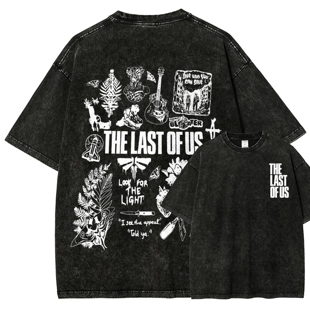 The Last of Us Anime Liebhaber Washed T-Shirt Ganzjahreskleidung Hohe Qualität Persönlichkeit Kleidung Große Größen Unisex Neues Modell Paare T-Shirt