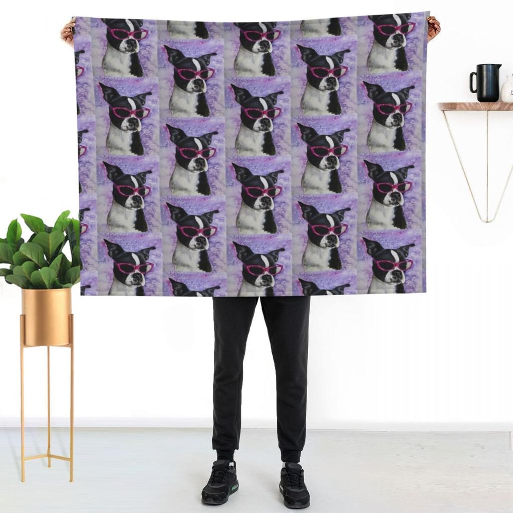 Diva - Boston Terrier Throw Blanket Gift Quilt Luxury Throw Polar Furry Blankets