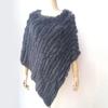 2022 Autumn/Winter Handmade Real Rabbit Fur Knit Triangle Shawl & Women's Pullover Cloak