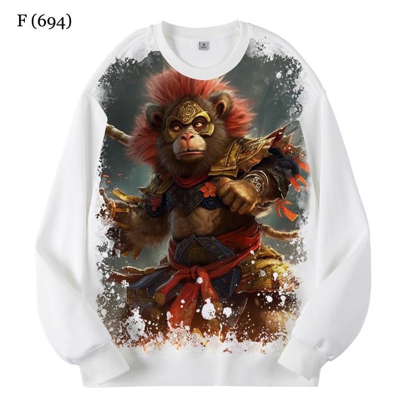 

Черная толстовка с капюшоном Monkey King Mythical Game, повседневная спортивная толстовка с круглым капюшоном для мужчин с 3D-цифровой печатью, с длинными рукавами, пуловер 6XL