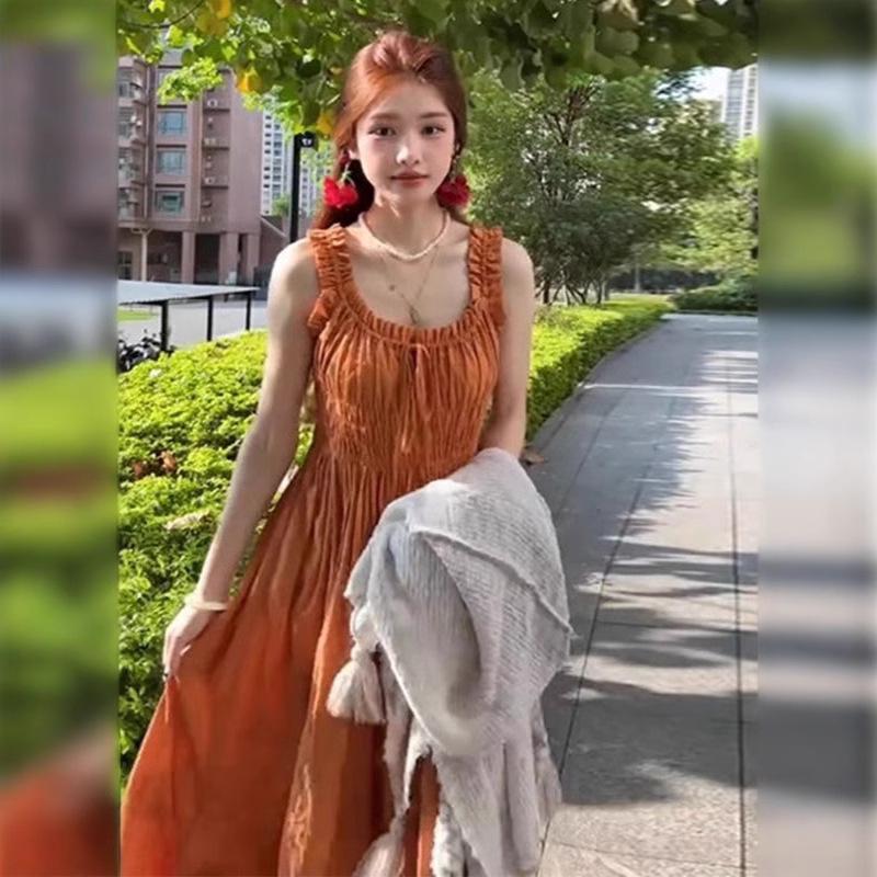 French Style Sleeveless Slimming Maxi Dress for Women – Summer 2025 Vacation Collection