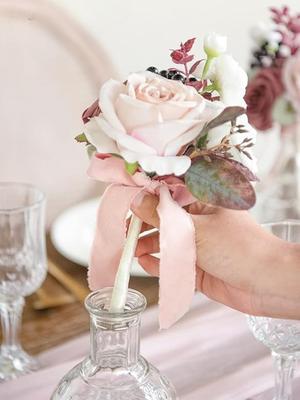 4 Bunches Dusty Rose Wedding Flowers Mini Bridesmaid Bouquets Pre-Made Small Floral for Wedding Reception Table Centerpieces and Bridesmaids