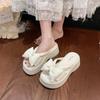 Summer outer wear seaside beach shoes new round head bow sweet slippers small thick-soled cool slippers