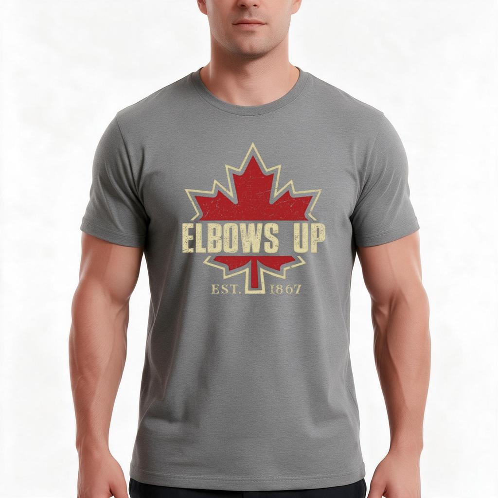Elbows Up Canada Est 1867 Canada TShirt Summer Casual Cotton Tee Oversized Streetwear Tops Vintage Graphic Print