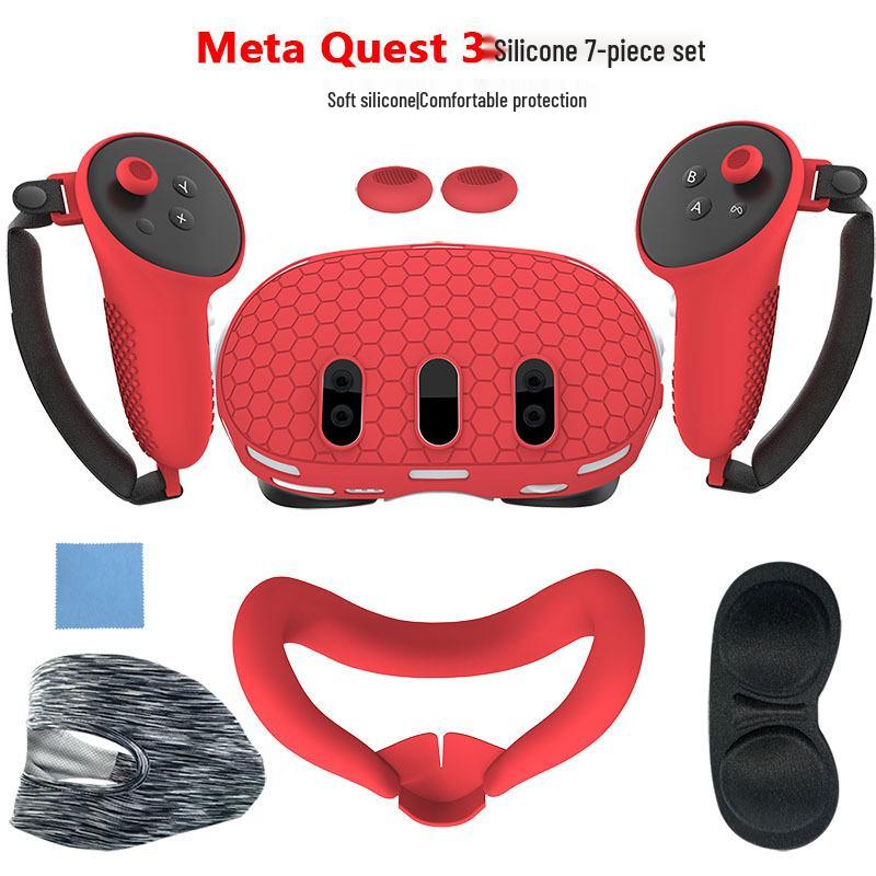 Meta Quest 3 Silicone Protective Case: 7-Piece Set for Controller & Host - Anti-Slip, Anti-Drop VR Accessories