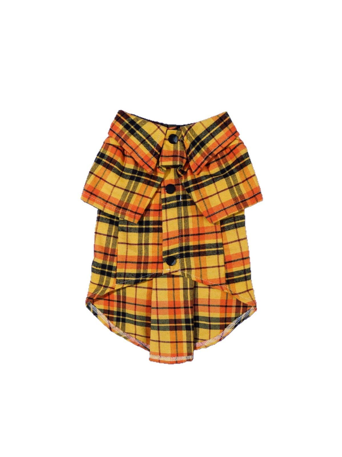 

Pet Clothes Halloween Shirts Dog Cat Clothes Holiday Dress Up Funny Plaid Pattern Open Chest Easy To Wear and Take Off XS оранжевый