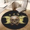 Skull Moon Round Rug Nonslip Area Rug Office Chair Mat Carpet For Living Room Bedroom Home Decor
