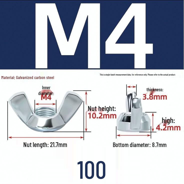 Galvanized Wing, Coin, and Hand-Tightened Nuts (M3, M4, M5)
