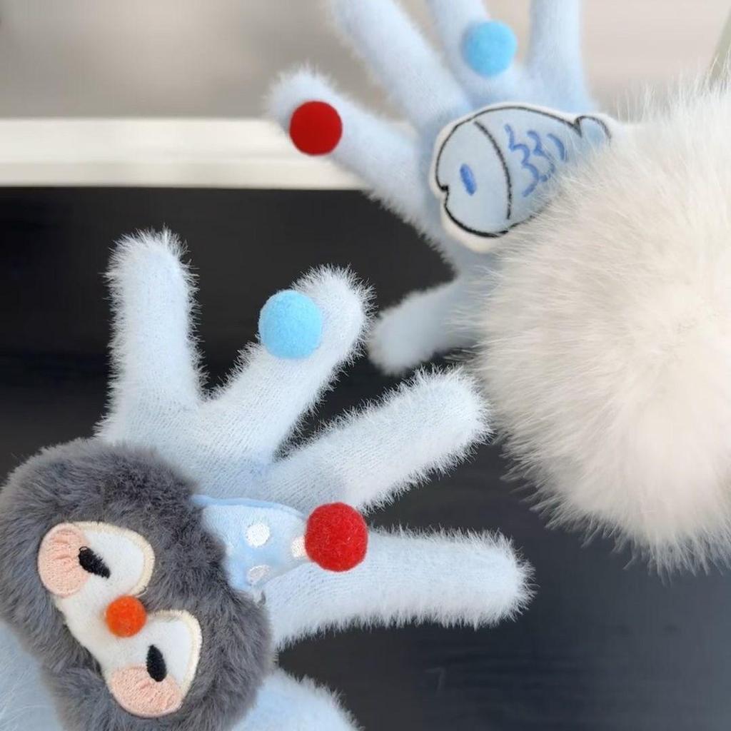 Gants à carreaux rétro à motif chat pour femmes, hiver 2025: Protection contre le froid pour le cyclisme à cinq doigts
