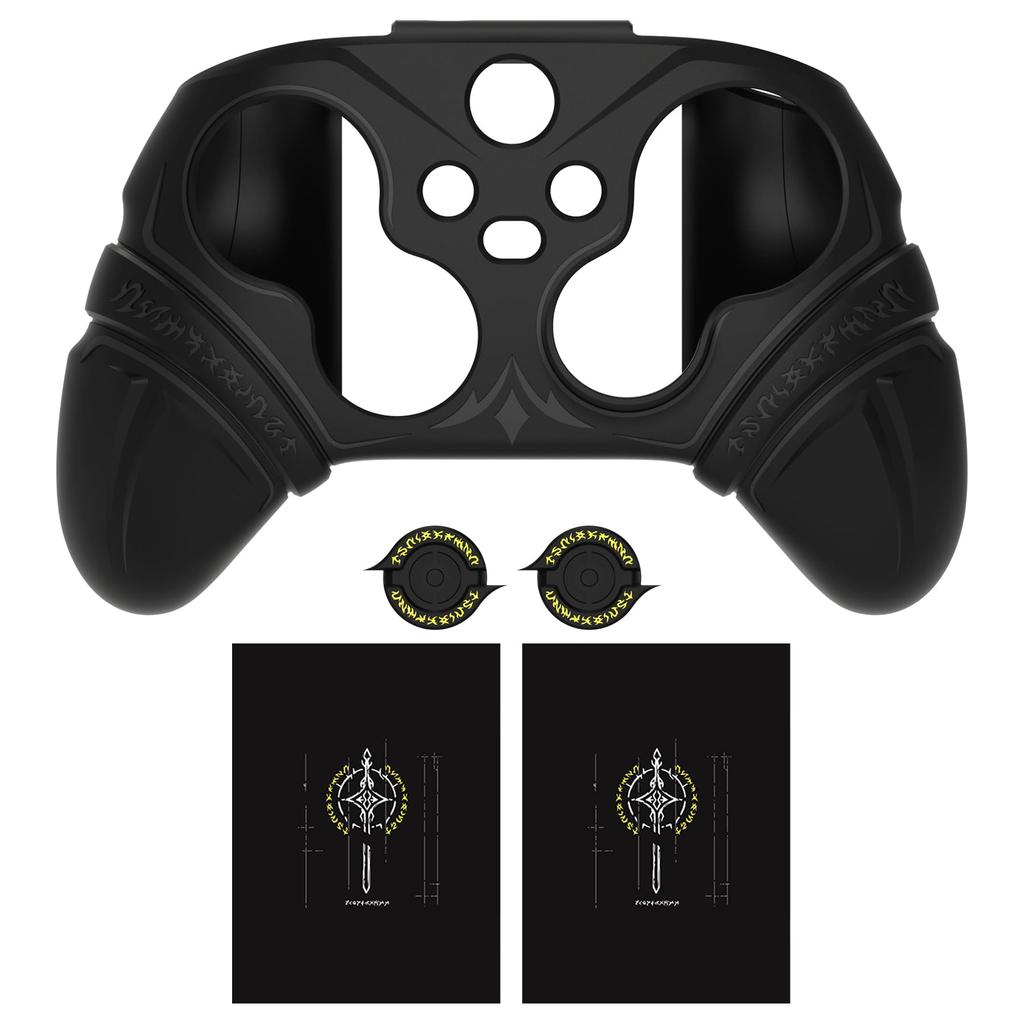 PlayVital Silicone Controller Cover for Xbox Series with Thumb Caps Stickers Grip Shock Absorbing Runes Edition X/S & – Non-Slip Skin, – (Black)