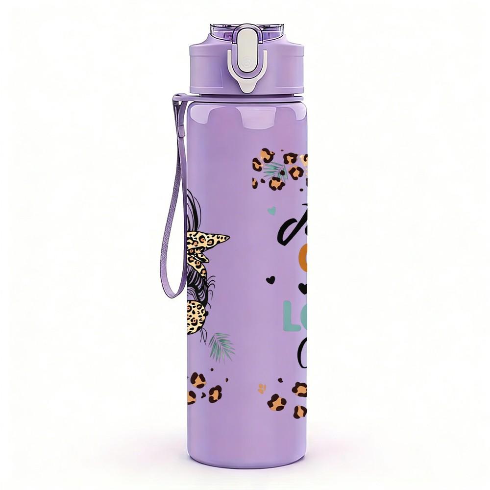1PC Just A Girl Who Loves Coffee Quote 750ml Color Plastic Sports Water Bottle Leakproof Flip Straw Lid Suitable for Sports Office Home Use