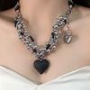 1 Piece Multi-layer Black Silver Beaded Heart Necklace Sweet Cool Style Daily Wear / Punk Look / Party Accessories
