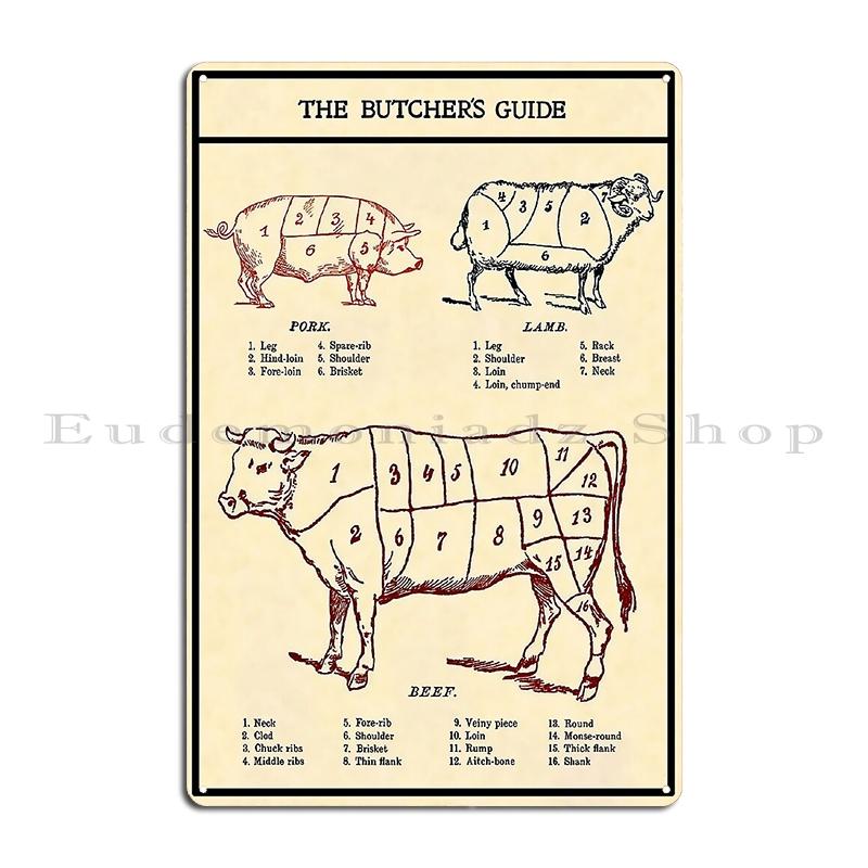 Beef Chart Meat Butcher Meat Cuts Kitchen Art Vintage Victorian Bacon Ham Meat Food Poster Metal Plaques Create Tin Sign Poster