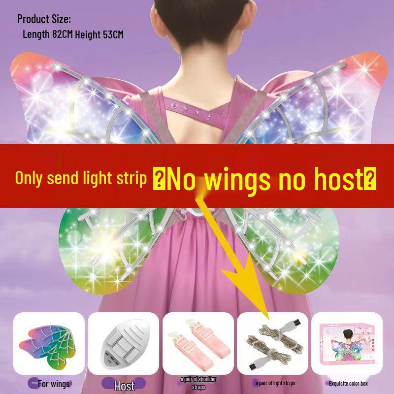 Children's Luminous Angel Feather Wings - Electric Butterfly Back Decoration for Girls' Birthdays