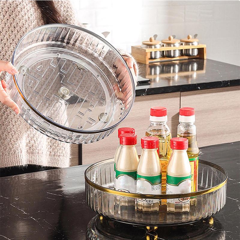360 Multifunctional Rotating Spices Tray Seasoning Cosmetics Fruit Turntable Storage Suitable For Kitchen Cabinets And Homes