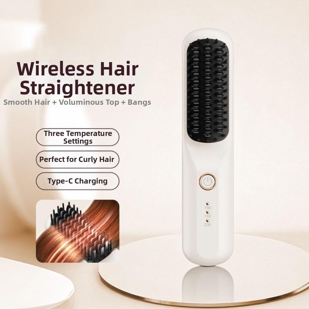 Fast Heating Hair Straightener Brush USB Rechargeable Electric Styling Comb Home Use