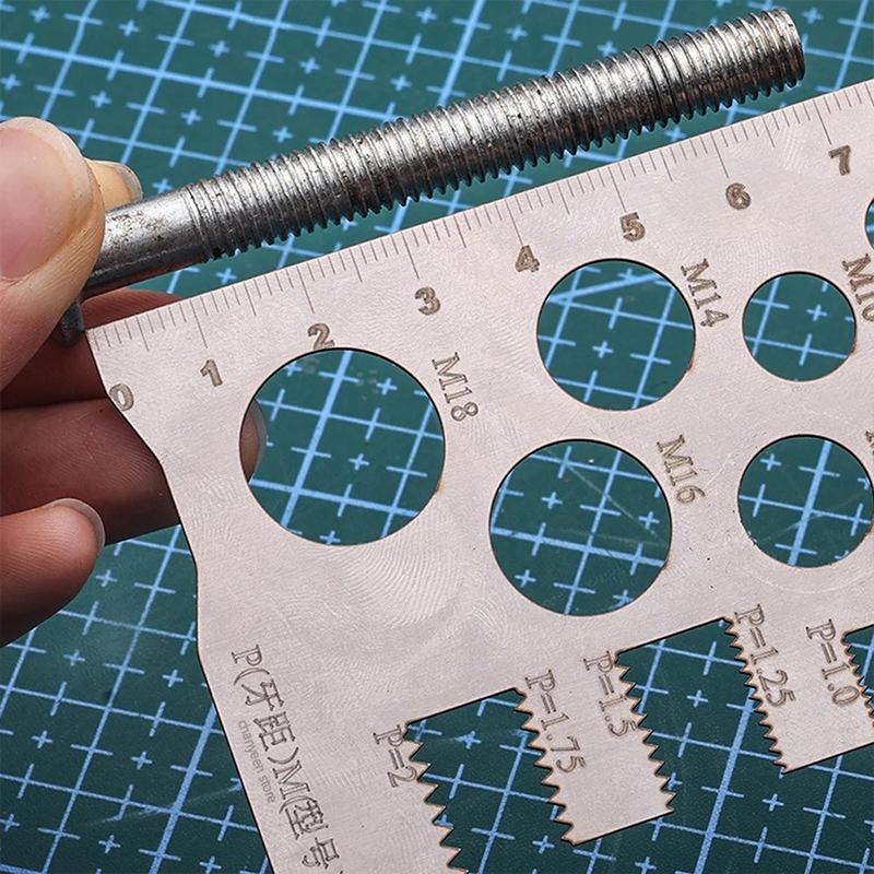 2Pcs Measuring Screw Pitch Bit Bolt Nut Screw M3-M18 Thread Checker Screw Measurement Ruler Stainless Steel Caliper Metric