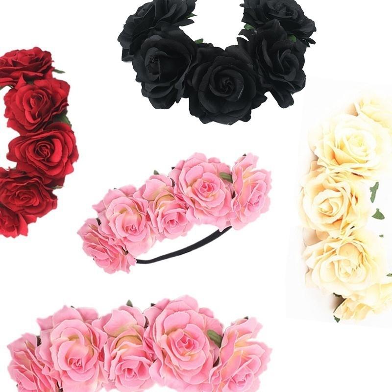 Girl Crown Floral Rose Flower Headband Hairband Wedding Hair Garland Headpiece Hair Accessories