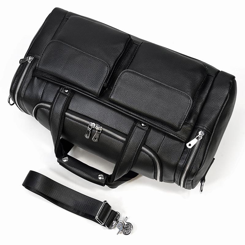 Soft Cowhide Leather Handbag Travel Duffle Overnight Tote Large Capacity Luggage Bag For Men Women Travel Shoulder Bag