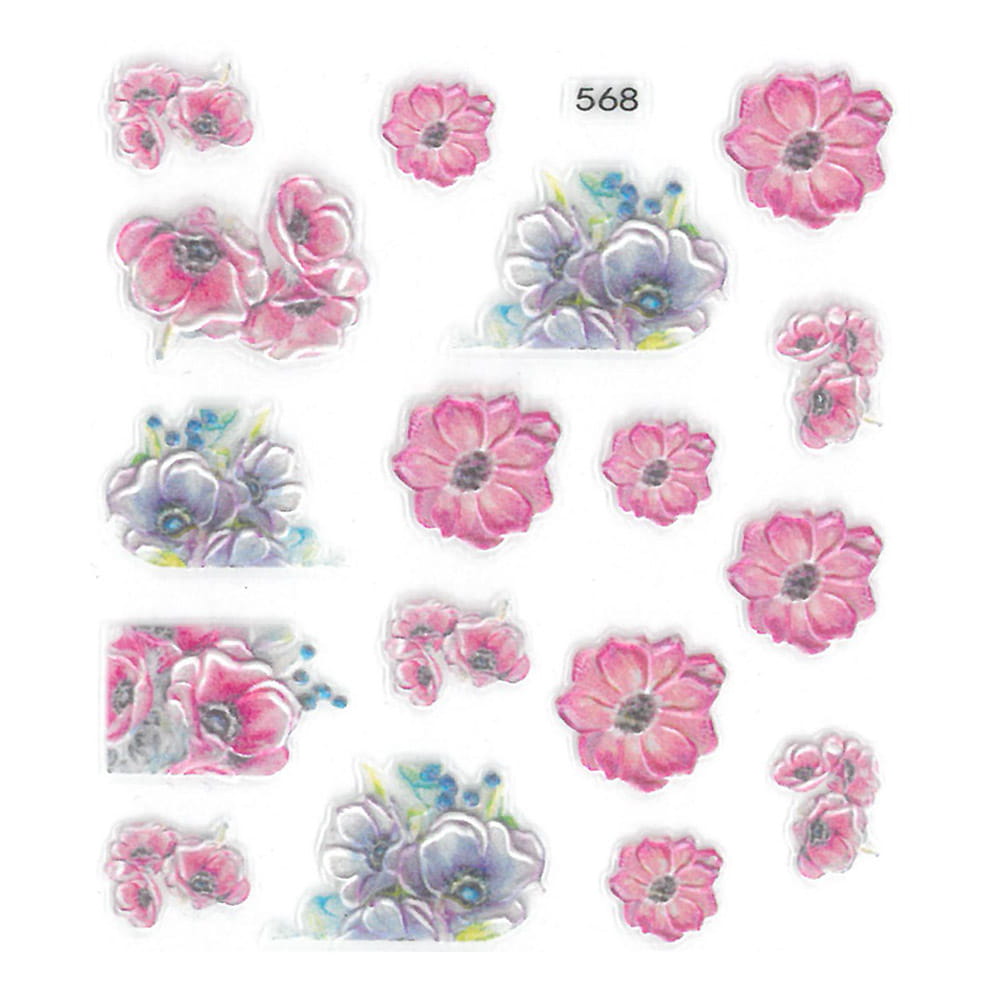 5D Self-Adhesive Nail Stickers Flowers No. 568