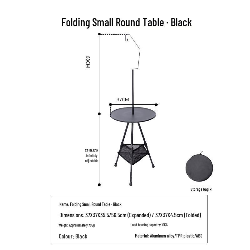 Compact Aluminum Folding Round Dining Table for Home, Small Spaces, and Outdoor Use
