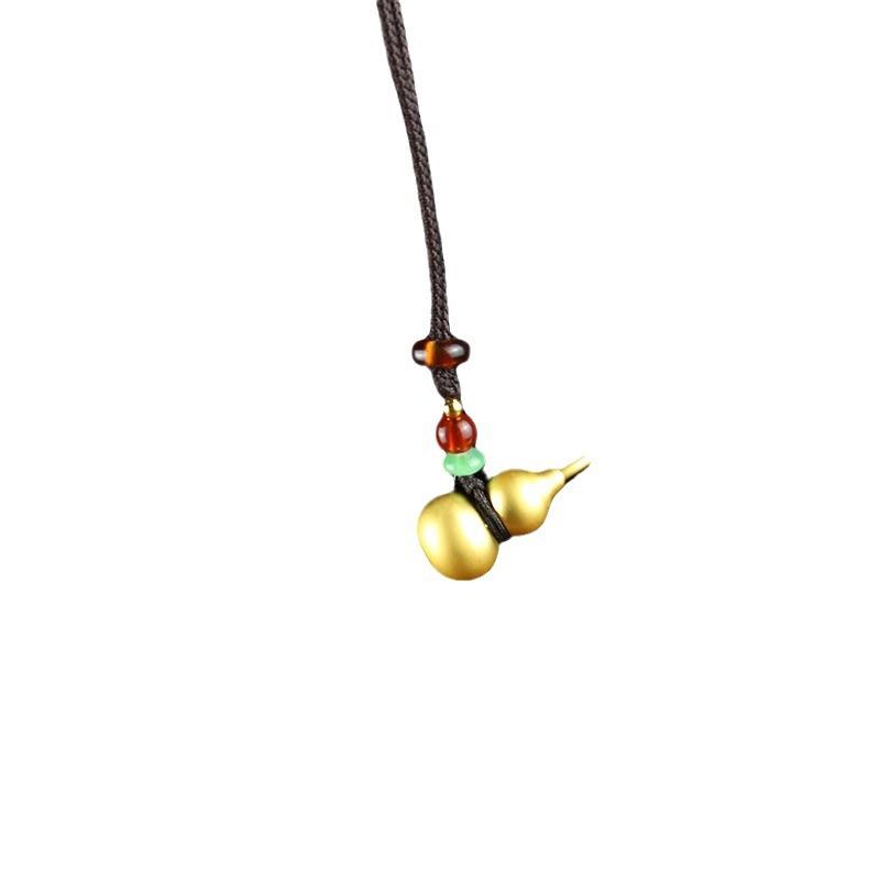 Brass gold gourd pendant men's and women's trend pendant cinnabar gourd handmade pure copper gourd pendant goods