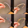 Geometric Zircon Metal Open Cuff Bracelet With Sparkling Stones For Women Fashion Jewelry