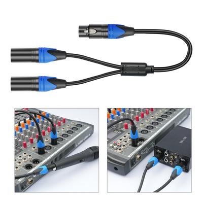 XLR Splitter Cable Microphone Y Cable XLR Female To Dual XLR Male 3 Pin Jack Splitter Cord Audio Adapter for Speaker