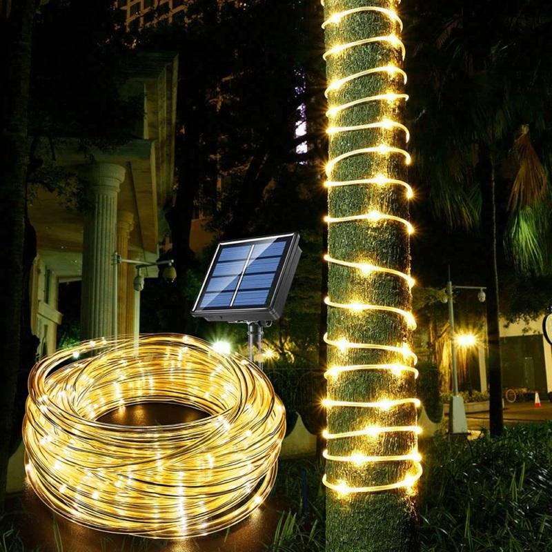 Solar Rope Lights Solar LED Light Path Deck Outdoor Garden Solar String Lights Waterproof Outdoor Lighting Strips 8 Light Modes