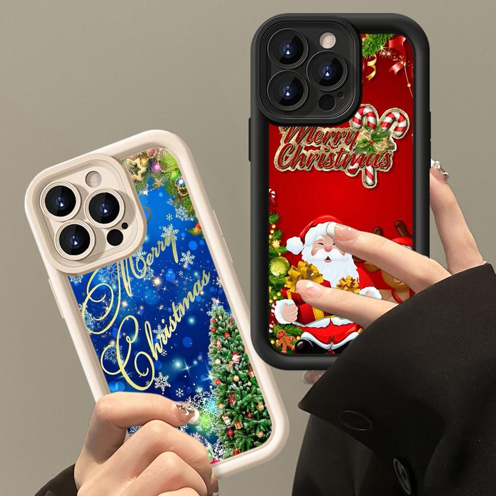 Ae109 Happy New Year Merry Christmas art Phone Cases for iPhone 16 14 13 11 Pro Max 15 7 8 6s Plus 12 mini XR XS Max Angel Eye Ladder Protective Cover