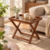 Foldable Folding Square Bamboo Side Table Wooden Tray-Style