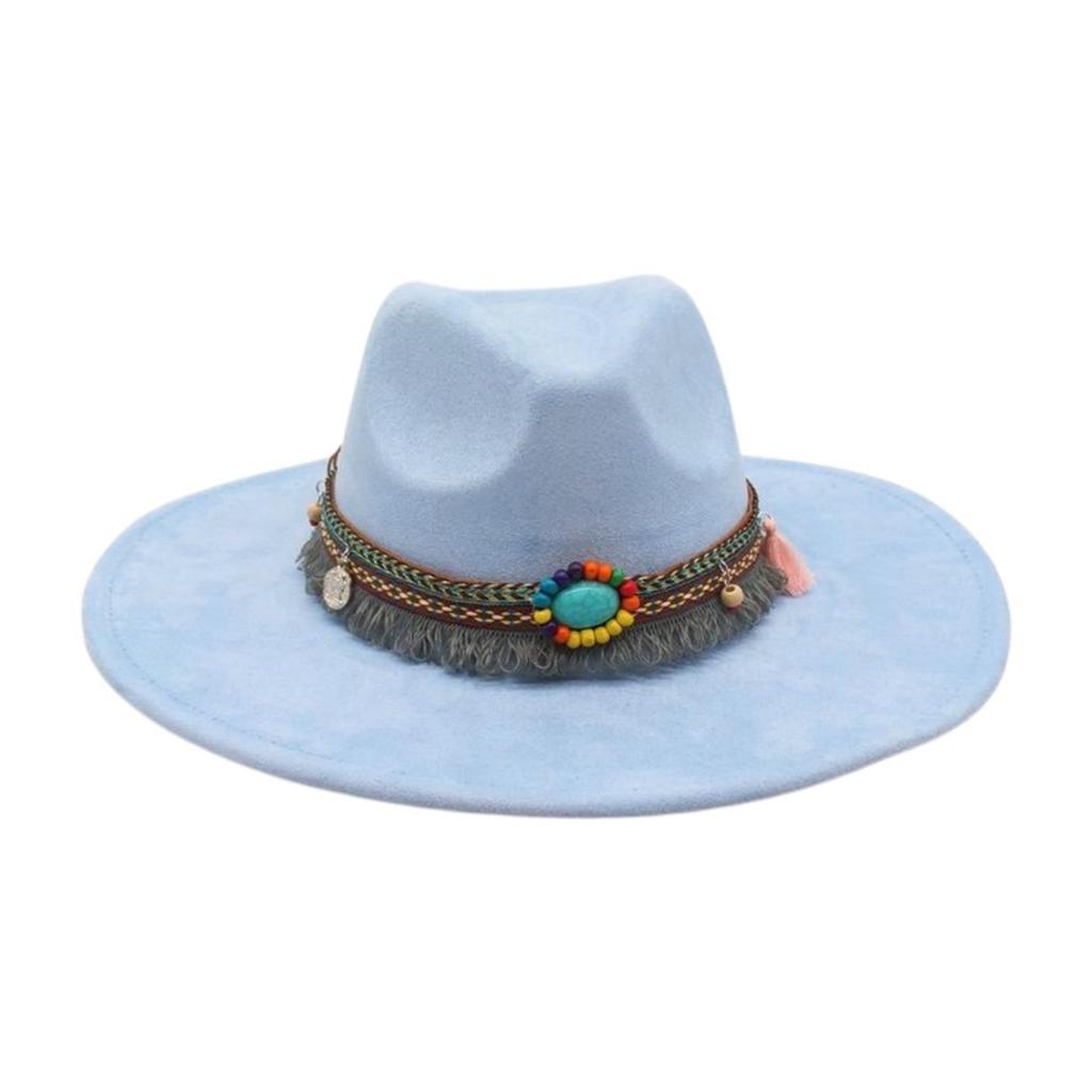 Round Flat Brim French Ethnic Style High-End Top Hat New Stage Jazz Hat Western Cowboy Hat