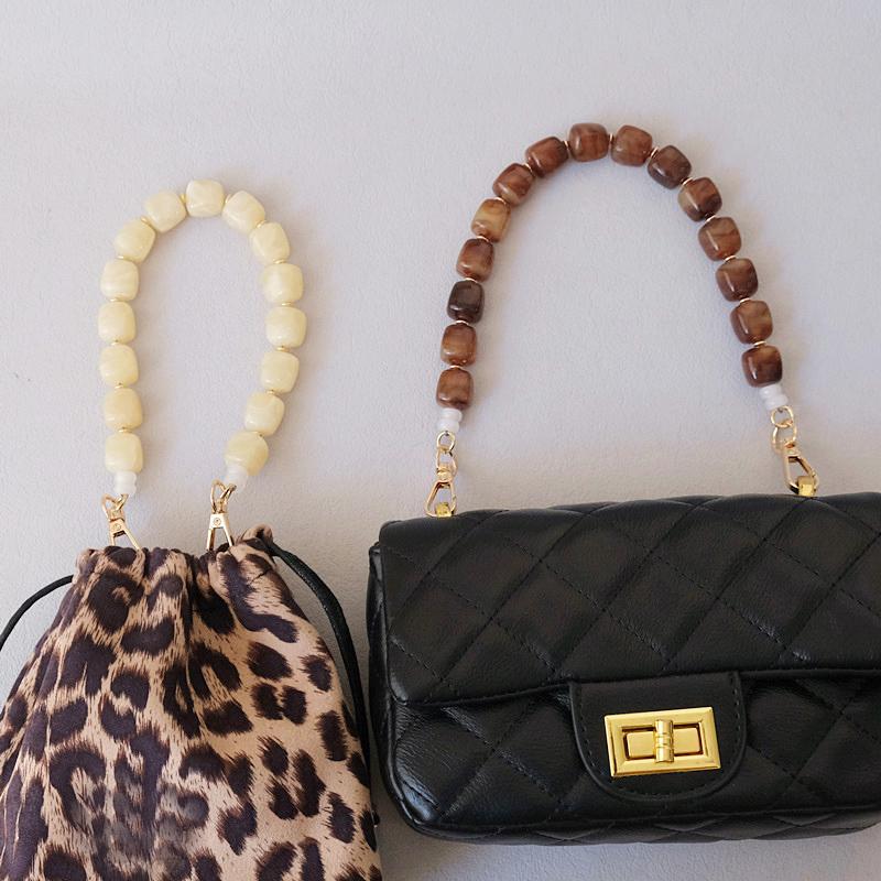 Neue Mode Damen Tasche Accessoire Abnehmbare Candy Perlenketten Niedlich Acryl Luxus Riemen Damen Elegante Tasche Acryl Griffkette