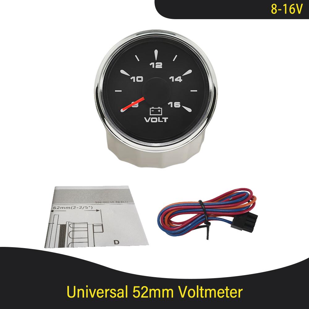 Boat Truck Universal 52mm 8-16V 18-32V Voltmeter Voltage Volt Gauge with 8 Colors Backlight for Motorcycle Vehicle Car