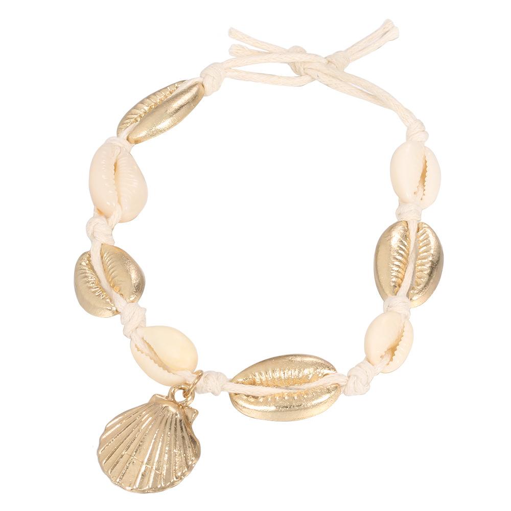 

Браслет на щиколотку в пляжном стиле с ракушкой, сексуальная позолоченная подвеска в виде ракушки, аксессуары для ног