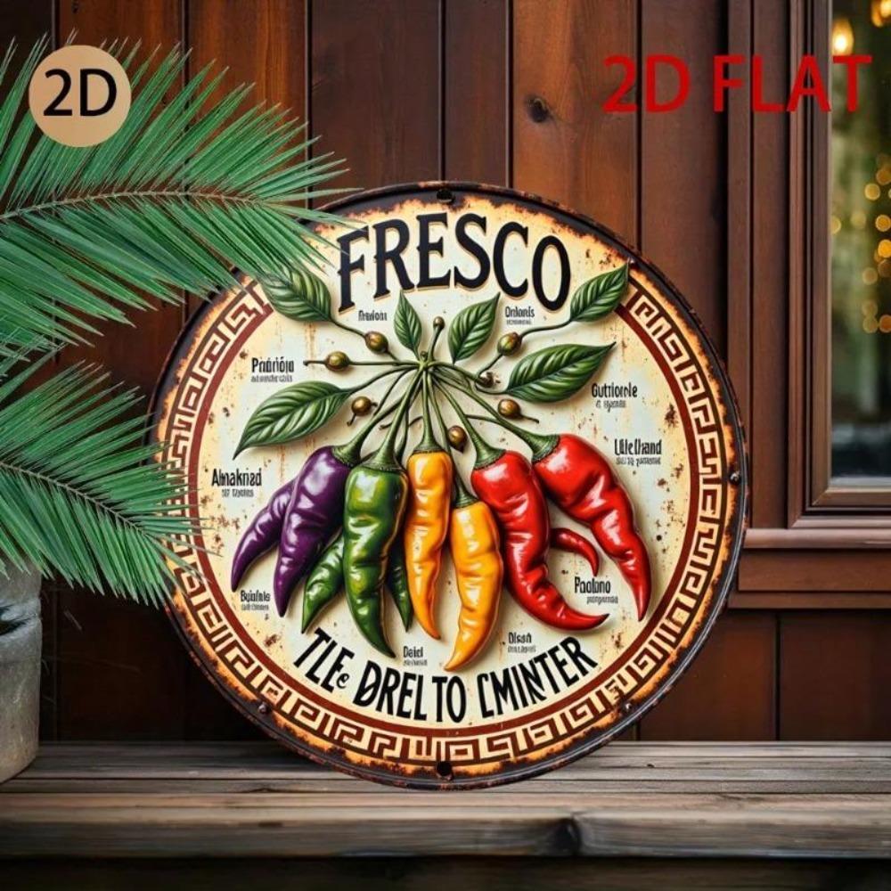 Metal Wall Art Colorful Peppers Sign Kitchen Dining Cafe Decor
