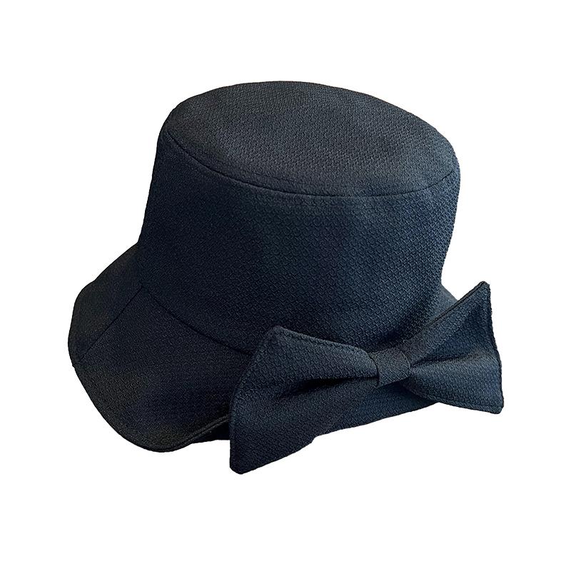 Elegant bow basin hat women's spring and autumn face small sunshade bucket hat fashionable versatile sunscreen hat