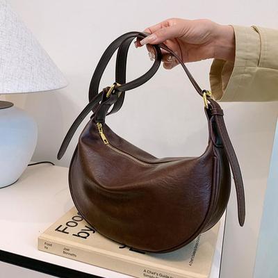Korean Style Large Capacity Soft Leather Dumpling Bag 2025: Women's Fashion Retro Underarm and Casual Crossbody Bag