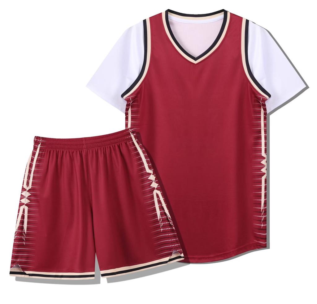 287 Fake Two-Piece Basketball Jersey Set, Adult Men'S And Women'S Printed Jerseys, With Pockets On Both Sides Xs-4Xl