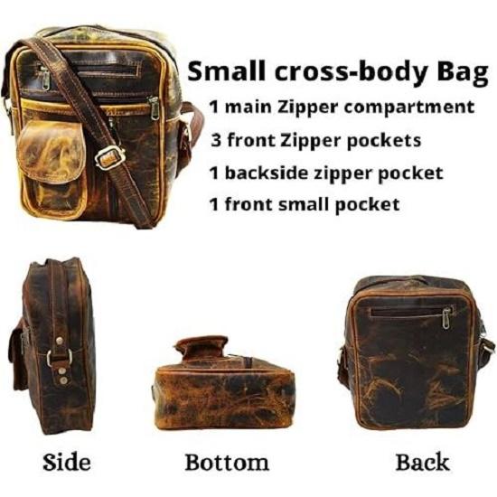 Handmade Vintage Genuine Buff Sling Cross-body Messenger Shoulder Bag for Men and Women