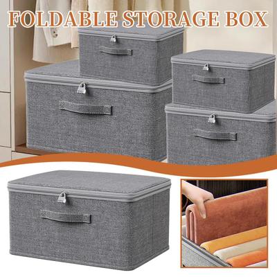 Large Foldable Fabric Storage Box Multi Purpose Closet Organizer Collapsible Stackable Storage Bins with Lid for Clothes Storage