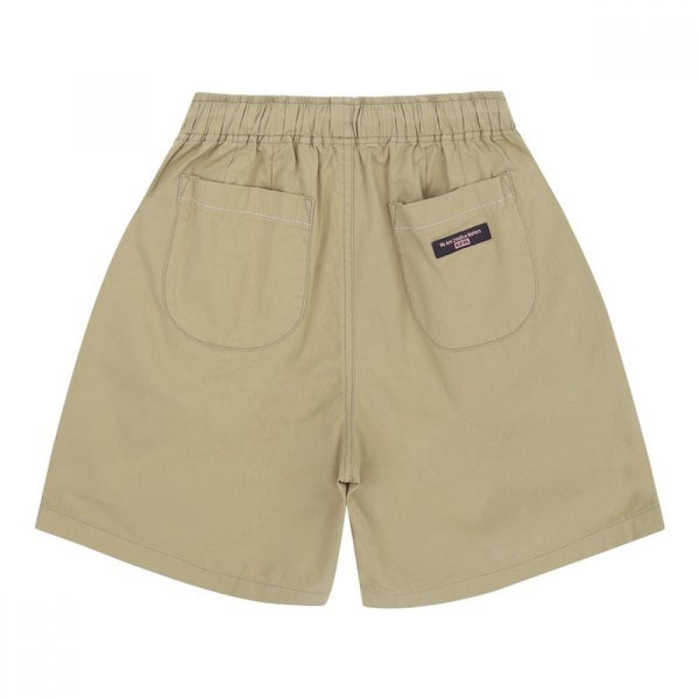 Bluetail Beige Woven Half Pants With Elastic Azb4pt02bg