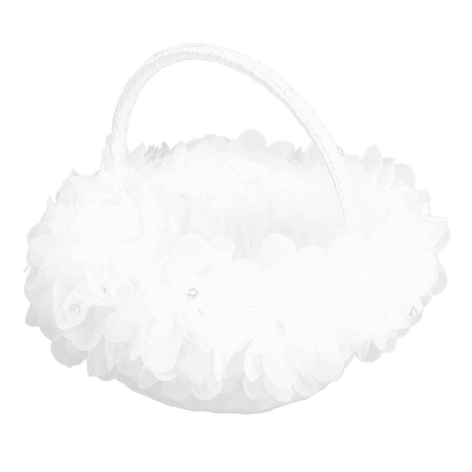 

Свадебная корзина для девочки-цветочницы Искусственные страусиные перья Кружево Лепестки Западная свадебная корзина для цветов для свадебной вечеринки